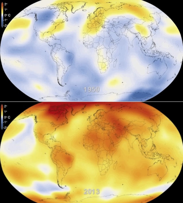 1950-2013 Temperature Rise Animation