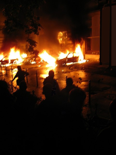 Cars on fire